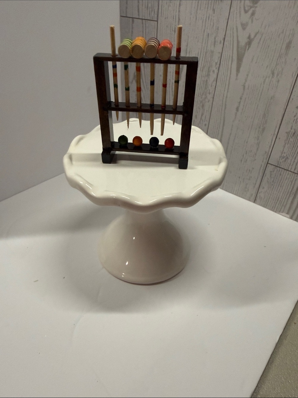 White Ceramic Pedestal Display Stand - Decorative Home Accent
